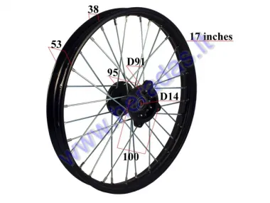 Motociklo priekinis ratas,ratlankis  17 colių  tinka  motociklams  110-150cc LIF125, ORION R17 juodas