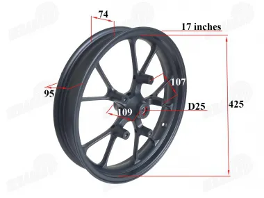 Front rim for motorcycle R17 17x3.00 fits NAKED50 black