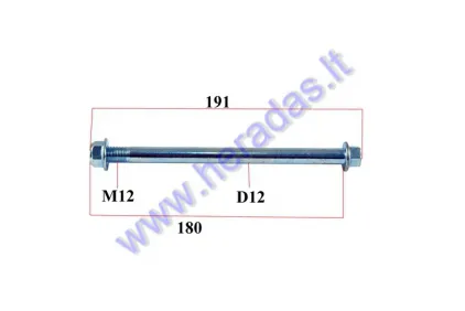 WHEEL AXLE FOR MOTORCYCLE L180mm , D12, M12