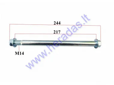 Motociklo rato ašis . Ilgis L225mm , Diametras 15,  Sriegis M14