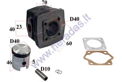 CYLINDER+PISTON SET FOR 50cc TWO STROKE D40