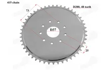 Rear sprocket for motorized bicycle 48 teeth D200