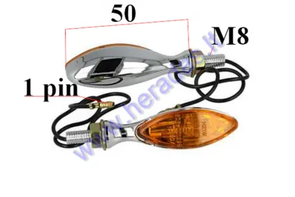 TURN SIGNAL LIGHT FOR MOTOCYCLE 2 psc SET,  H21W, metal housing, chrome