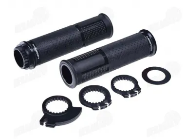 RUBBER-METAL HANDLEBAR GRIPS FOR CROSS-ENDURO MOTORCYCLE LEOSHI 654 BLACK 22 mm 2T AND 4T ADAPTERS. BLACK