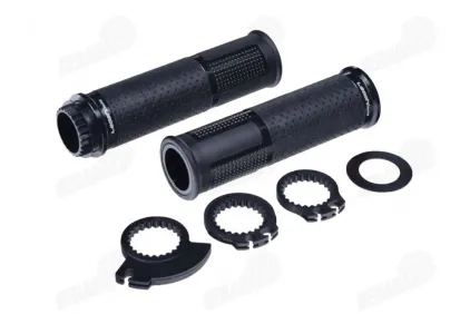 RUBBER-METAL HANDLEBAR GRIPS FOR CROSS-ENDURO MOTORCYCLE LEOSHI 654 BLACK 22 mm 2T AND 4T ADAPTERS. BLACK