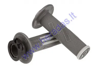 RUBBER-METAL HANDLEBAR GRIPS FOR CROSS-ENDURO MOTORCYCLE ODI EMIG PRO V2 LOCK-ON GRIPS 22 MM 2T AND 4T ADAPTERS. GRAFITE-GREY