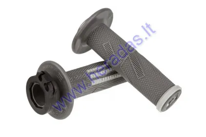 Rankenėlės krosinio-enduro motociklo guminės-metalinės ODI Emig Pro V2 Lock-On Grips 22 mm vairui 2T ir 4T adapteriai.Grafitas-pilka