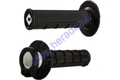 Rankenėlės krosinio-enduro motociklo guminės-metalinės ODI MX HALF WAFFLE V2 LOCK ON GRIP 22 mm vairui 2T ir 4T adapteriai .Juoda