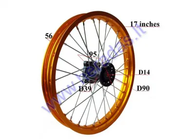 Ratlankis motociklo 17 colių priekinis LIF125/150  R17 ratas auksinis