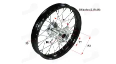 Ratlankis motociklo 18 colių  galinis , tinka motociklui MTL250 MOTOLAND  R18 ratas