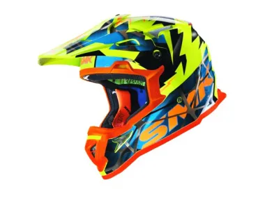 Helmet of a motorcyclist SMK ALLTERRA FULMINE yellow/blue/orange