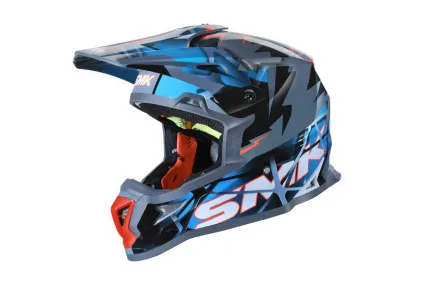 Helmet of a motorcyclist SMK ALLTERRA FULMINE blue/grey