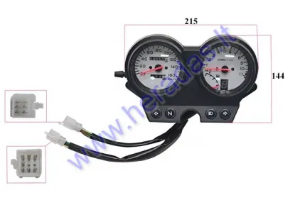 Spidometras tachometras su bėgių indikacija motociklo, mopedo iki 160km/h Mechaninis