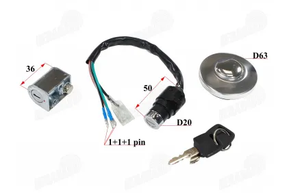 KEY SWITCH SET for scooter, moped with fuel tank cap, tank cap fits CHAMP DELTA