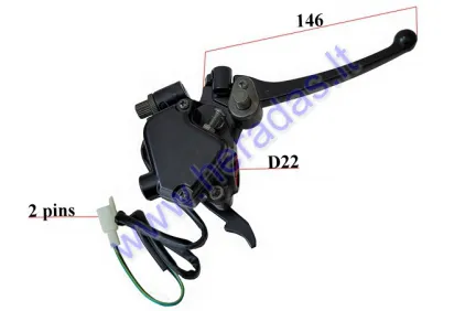 Brake lever with thumb throttle with mount for quad bike