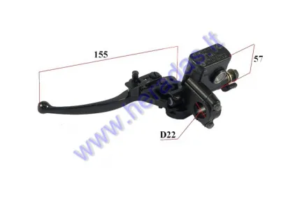 Left side brake lever with master cylinder for quad bike