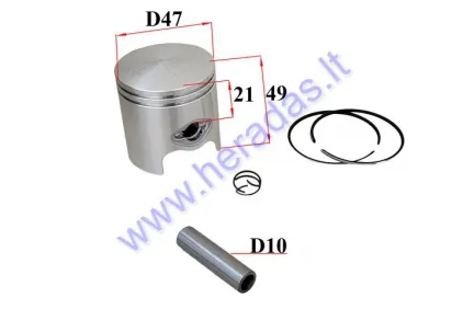 PISTON, RING SET FOR SCOOTER, motorcycle 2T 80cc D47 Yamaha, Aprilia, Barton, Junak, KTM, Longjia,  Longjia, Malaguti, MBK, Romet, Zipp