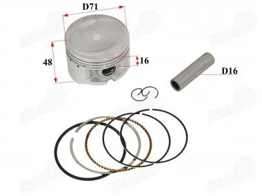 PISTON, RING SET FOR ATV quad bike, motorcycle 250cc 71mm  PIN16mm Loncin RT250ST