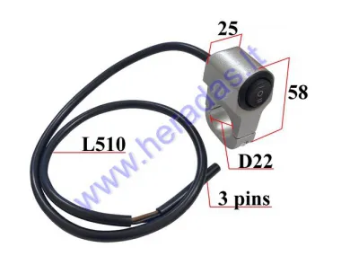UNIVERSAL LIGHT SWITCH FOR MOTORCYCLE WITH HOLDER ON THE HANDLEBAR 3 POSITIONS 3PIN SWITCH