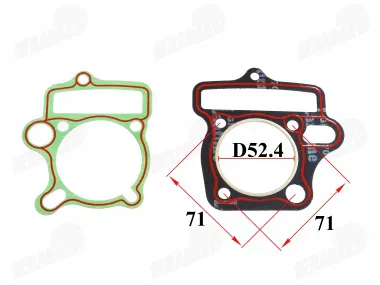 Engine head and cylinder gaskets for ATV, motorcycle 125cc D52,4mm