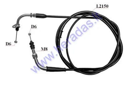 Throttle cable for scooter, motorcycle L215cm