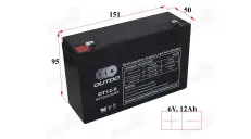 BATTERY FOR KIDS ELECTRIC CAR 151x50x100 OT12-6 12Ah 6V (F2)