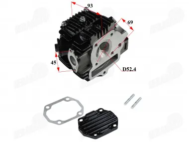 Cylinder head for 107cc 110cc 125cc  ATV quad bike D52.4 Full analogue ATV110081. Suitable for tuning 1P39FMA engine. BLACK