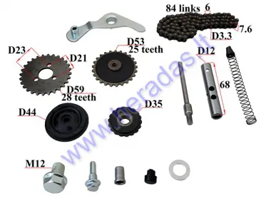 ENGINE CHAIN TENSIONER KIT POCKET BIKE WITH CHAIN Fits 139FMB engine