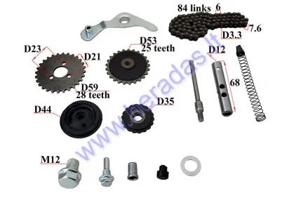 ENGINE CHAIN TENSIONER KIT POCKET BIKE WITH CHAIN Fits 139FMB engine