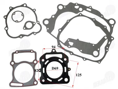 Variklio tarpinių komplektas ATV250cc D69 94x82mm įstrižai 125mm vandeniu aušinamam Kinroad Bashan Shineray Romet Loncin