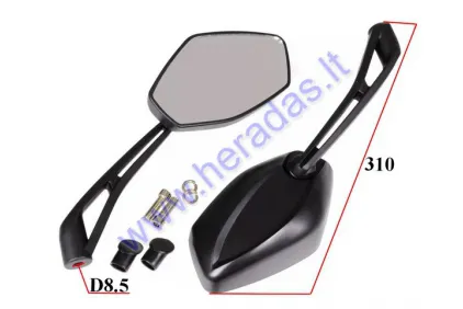 Mirror 2pc set for scooter motorcycle, RIGHT THREAD E MARKING