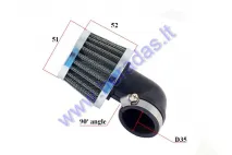 WIRE MESH SPORTS AIR FILTER FOR MOTORCYCLE, QUAD BIKE D35 90 DEGREE ANGLE