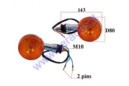 TURN SIGNAL LIGHTS FOR MOTORCYCLE chrome 2pcs kit