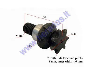 Žvaigždutė 50cc motociklo prie sankabos. Tinka grandinei žingsnis 8mm ašelė 4,6mm