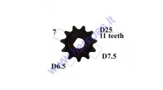 Front sprocket for electric engine 11 teeth D25 chain type 25H