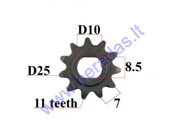 FRONT SPROCKET FOR ELECTRIC ENGINE 11 TEETH D25