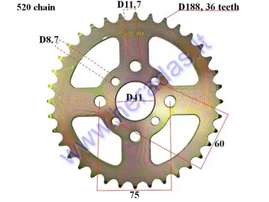 Rear sprocket 36 teeth D188 for ATV Quad bike 520 chain type