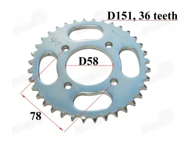 Žvaigždutė galinė 36dant Diš151 4skD78 ATV keturračio motociklo grandinė 428
