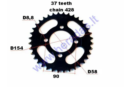 REAR SPROCKET 37 teeth D154 outer 4holed58 for Quad bike 428 chain Junak 121,123