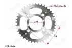 Žvaigždutė galinė 41dant  ATV keturračio, motociklo 428 grandinė Jinlun 150cc D58mm vidus
