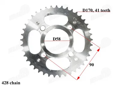 Žvaigždutė galinė 41dant  ATV keturračio, motociklo 428 grandinė Jinlun 150cc D58mm vidus