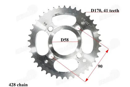 Žvaigždutė galinė 41dant  ATV keturračio, motociklo 428 grandinė Jinlun 150cc D58mm vidus