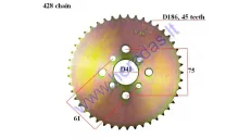 Rear sprocket  45 teeth D186 ATV quad bike 428 chain type