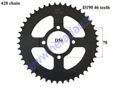 REAR SPROCKET 46teeth D190 4skD54, D70 ATV quad bike, motorcycle, moped chain type 428 fits CHAMP MONTANA, CHAMP DELTA