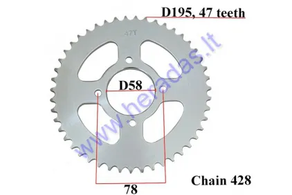 REAR SPROCKET 47 teeth D195 outer 4holed78 for Quad bike 428 chain