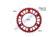 REAR SPROCKET ALUMINUM 44 TEETH  D231OUTER CHAIN 520 MOTOLAND MTL250 BLACK RACING