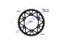 REAR SPROCKET  ALUMINUM 49 TEETH  D257 OUTER CHAIN 520 MOTOLAND MTL250 BLACK RACING