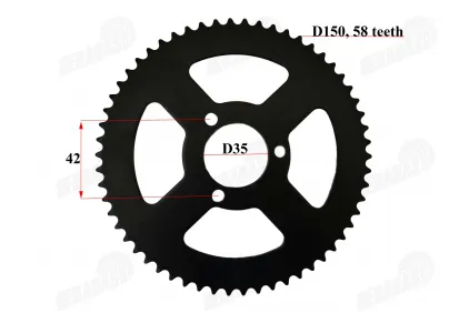 Rear sprocket of a motorcycle 58 teeth d150 3 holes T8F  Pocket Bike