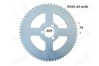 Rear sprocket for motorcycle 64 teeth D165 3 holes T8F  Pocket Bike