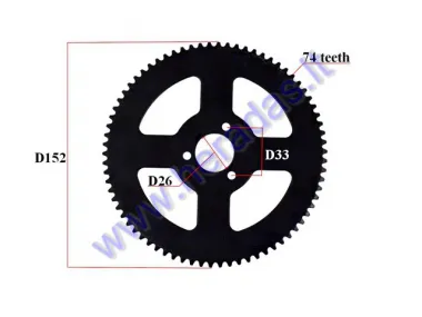 Rear sprocket for motorcycle 74 teeth  outerD152 D26 25H